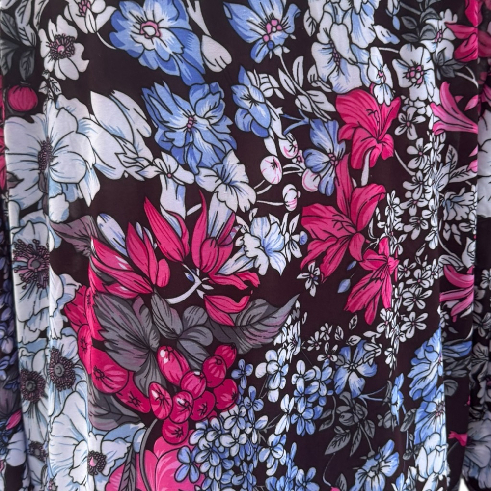 Ulla Popken Floral Tunic Top Dress 16/18 Scoop Neck Pink Blue Stretchy Plus - Picture 5 of 10